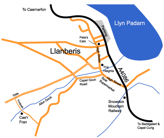 Map of Llanberis area